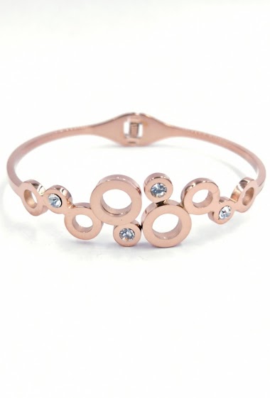 Grossiste MYLENE ET FELIX - Bracelet acier vague de cercles avec strass rose gold