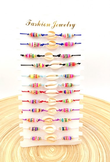 Grossiste MYLENE ET FELIX - Bracelet coquillage  couleur Bracelet corde par paquet de 10 pièces