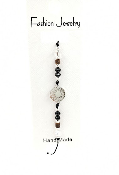 Wholesaler MYLENE ET FELIX - Pink stone and wood rope bracelet