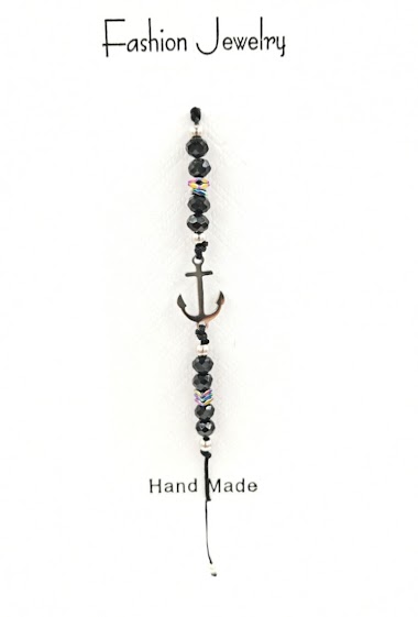 Wholesaler MYLENE ET FELIX - women's navy anchor cord bracelet Steel stone bracelet
