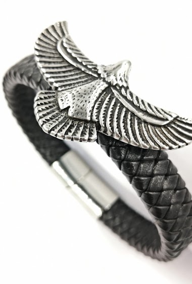 Wholesaler MYLENE ET FELIX - Eagle leather bracelet stainless steel 227