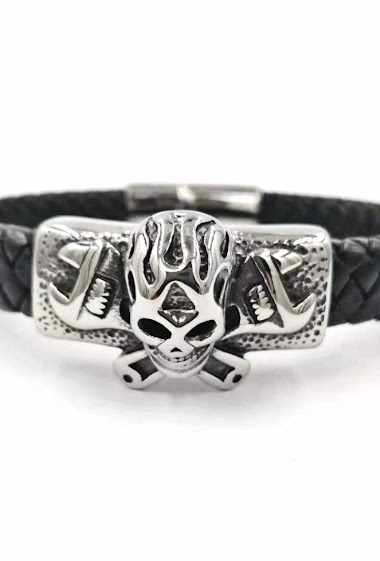 Wholesaler MYLENE ET FELIX - Leather bracelet with skull 211