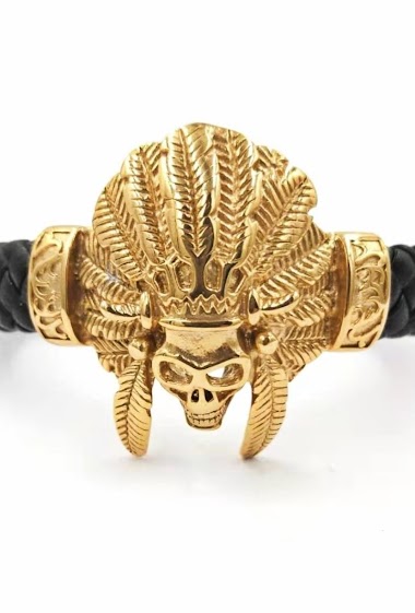 Wholesaler MYLENE ET FELIX - Leather bracelet with skull 212