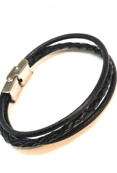 Großhändler MYLENE ET FELIX - Black leather triple wrap strap 205