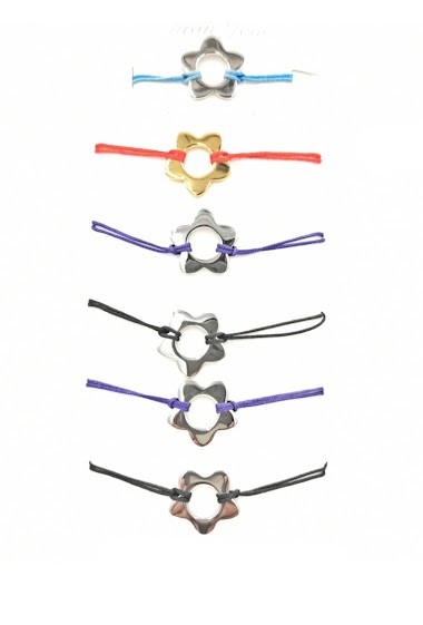 Grossiste MYLENE ET FELIX - Bracelet femme fleur Bracelet corde en couleur par paquet de 6 pièces