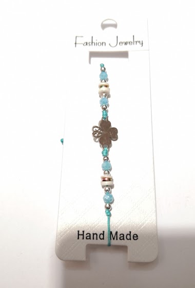Wholesaler MYLENE ET FELIX - 4 leaf clover bracelet women's cord bracelet pink stone
