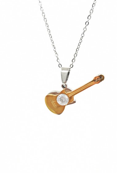 Grossiste MYLENE ET FELIX - collier guitare bicolore avec strass collier pendentif acier