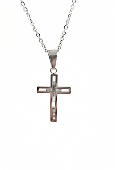 Grossiste MYLENE ET FELIX - Collier pendentif croix strass collier en acier inoxydable