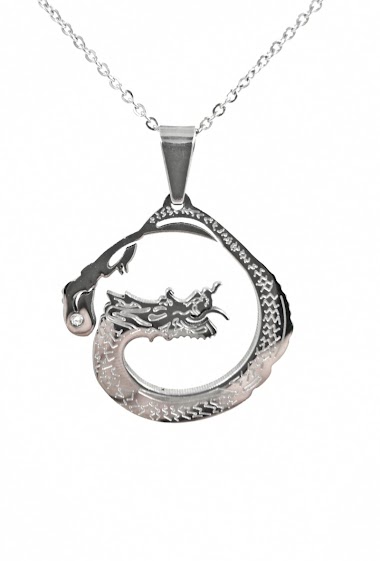 Grossiste MYLENE ET FELIX - Collier pendentif dragon avec strass collier homme acier inoxydable