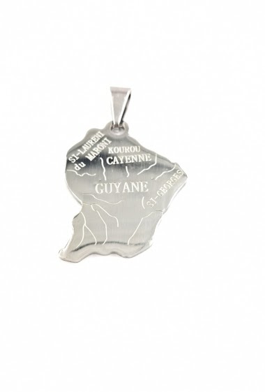 Wholesaler MYLENE ET FELIX - Guyana map pendant silver stainless steel