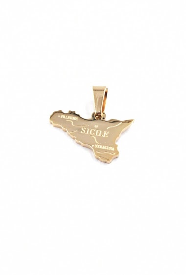 Wholesaler MYLENE ET FELIX - Sicily map pendant in gold stainless steel