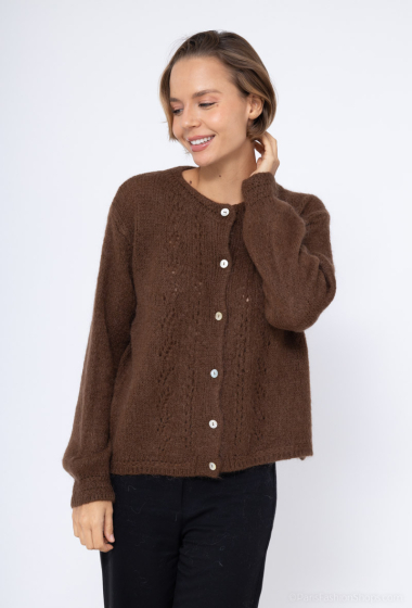 Wholesaler NAÏS - Short buttoned and openwork cardigan in kid mohair blend
