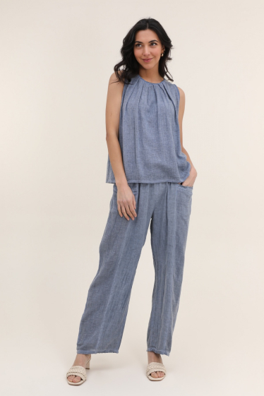 Wholesaler NAÏS - BI-MATERIAL TROUSERS WITH POCKETS IN COTTON AND LINEN
