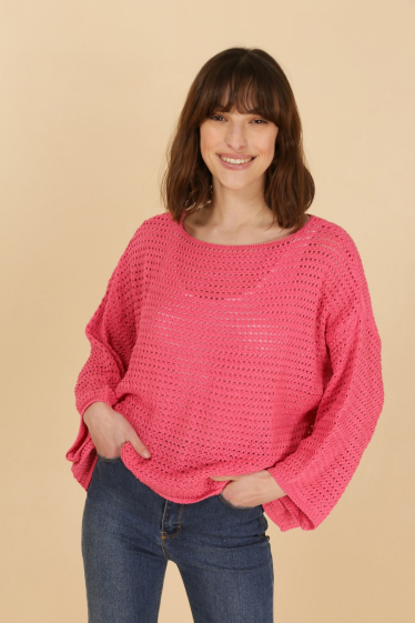 Großhändler NAÏS - Durchbrochener Pullover im Häkelstil, 100 % Baumwolle