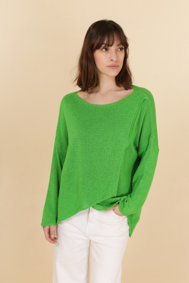 Wholesaler NAÏS - BOAT NECK SWEATER WITH ASYMMETRICAL FRONT 100% COTTON