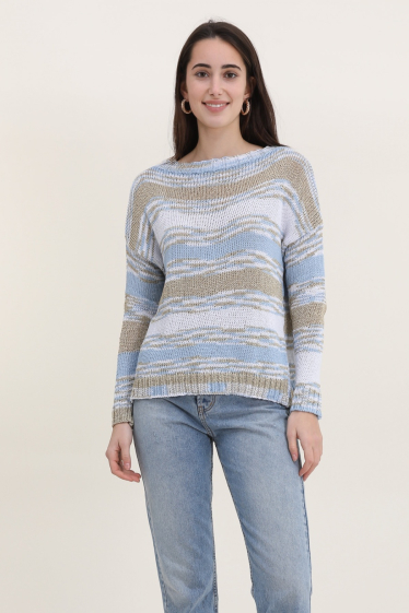 Wholesaler NAÏS - Fancy lurex boat neck sweater, in cotton