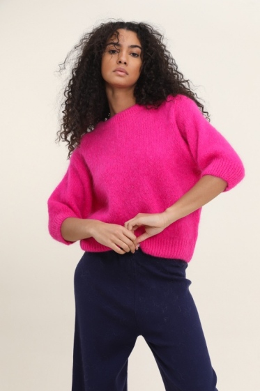 Wholesaler NAÏS - Short-sleeved round-neck sweater, in mohair and wool