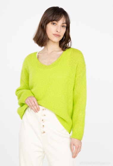 Pull col V en laine kid mohair m lang e NA S Paris Fashion Shops