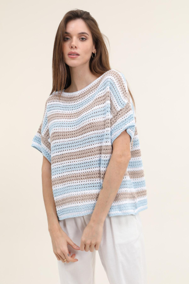 Wholesaler NAÏS - 100% COTTON CROCHET CROCHET SWEATER WITH SCRATCHED SLEEVES