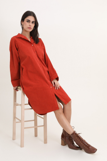 SAVE POCKET VELVET SHIRT DRESS COTTON NA S Paris Fashion Shops