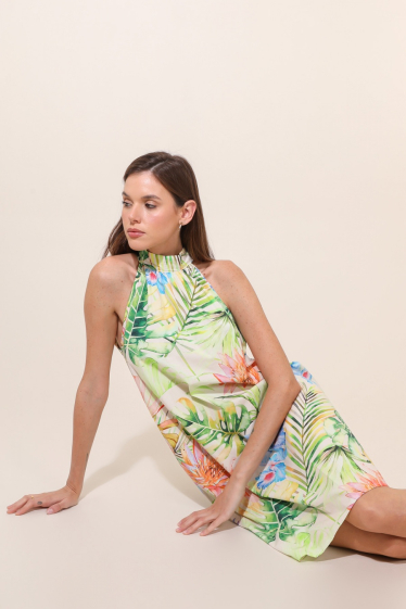 Wholesaler NAÏS - Sleeveless crew neck printed dress, 100% cotton