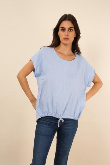 Wholesaler NAÏS - TOP WITH DRAWSTRING AT THE BOTTOM, IN LINEN AND COTTON