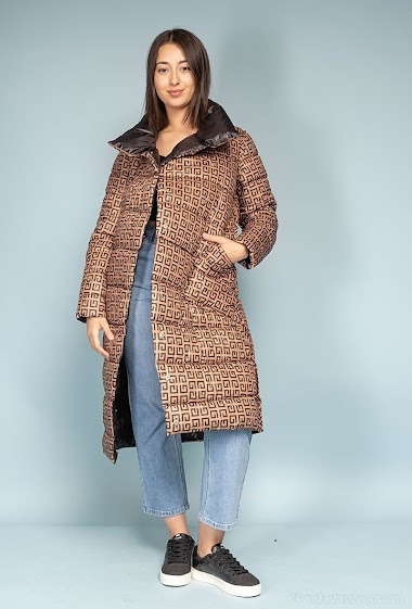 Wholesaler Nana Love - Reversible long puffer down coat with printed inner