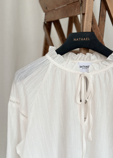 Wholesaler NATHAEL - Oversized cotton blouse with voluminous sleeves