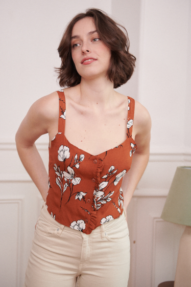 Wholesaler NATHAEL - Floral print top with ruffle