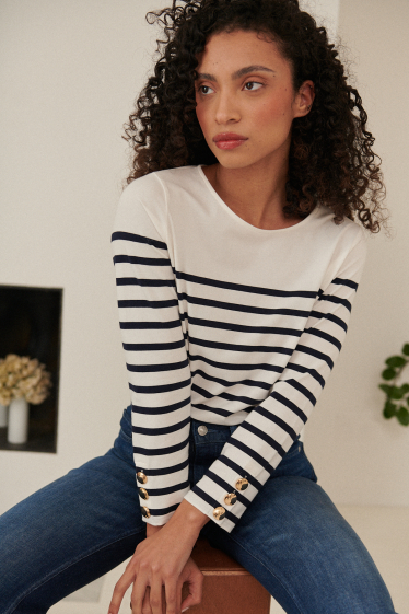 Wholesaler NATHAEL - Long-sleeved cotton sailor teeshirt