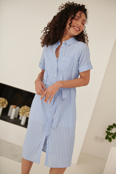 Wholesaler NATHAEL - Striped cotton shirt dress