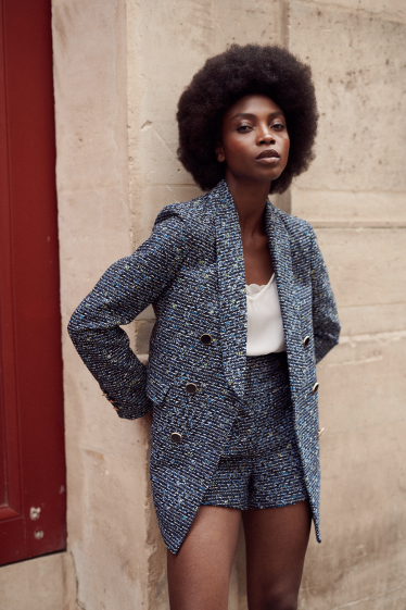 Wholesaler NATHAEL - Double-breasted tweed suit jacket