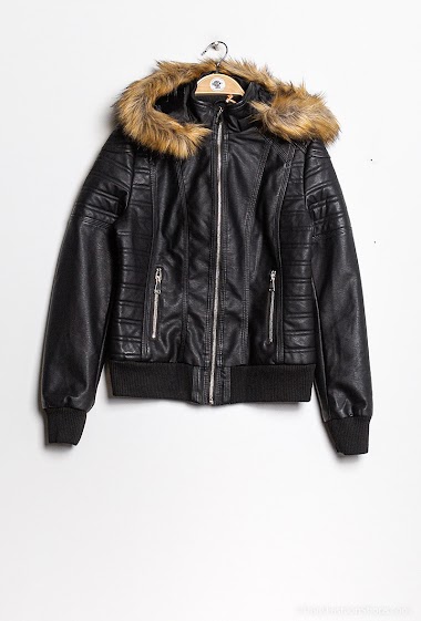 Wholesaler New Lolo - Biker jacket with faux fur hood