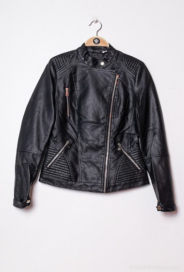 Großhändler New Lolo - Quilted faux leather biker jacket