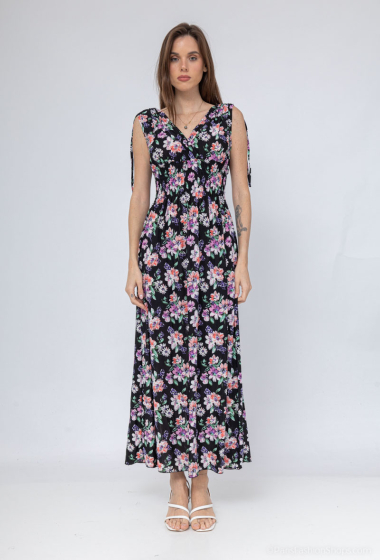 Wholesaler New Lolo - Long DRESS with lots of flower and leaf pattern without sleeves