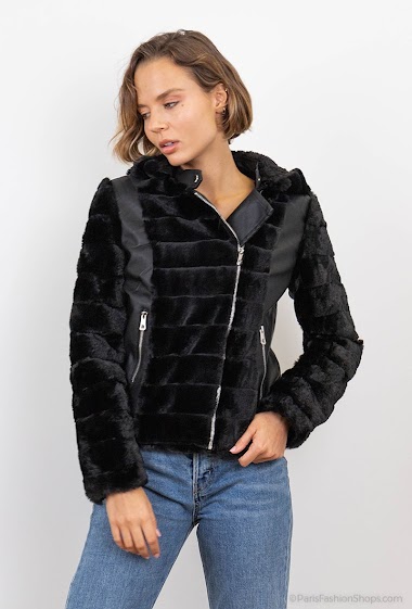 Großhändler New Lolo - Bimaterial jacket with faux leather and fur