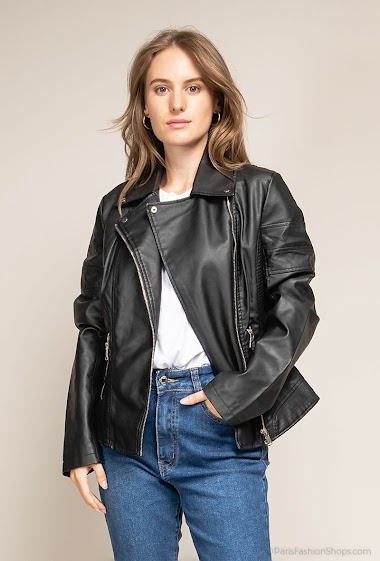 Großhändler New Lolo - Fake leather biker jacket