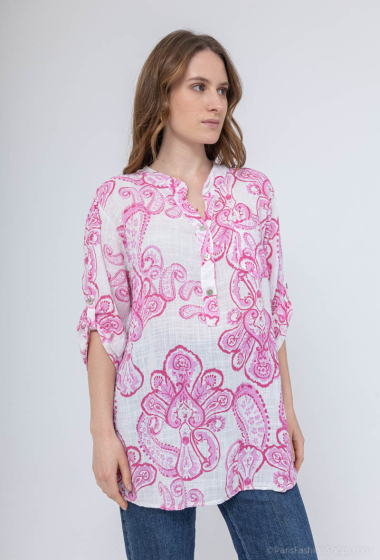 Wholesaler New Sensation - PRINTED AND WASHED COTTON BLOUSE