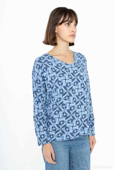 Wholesaler New Sensation - Printed blouse with angora and wool
