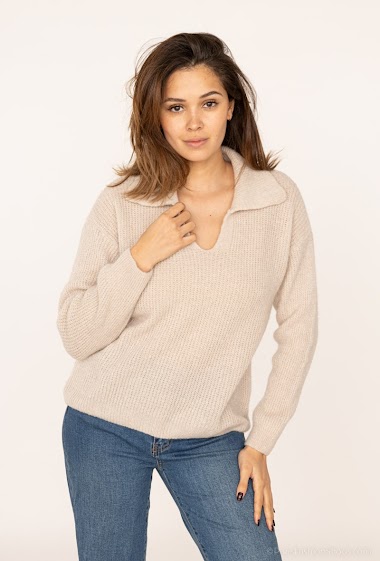 Wholesaler New Sensation - Polo neck sweater with kidmhair and wool.
