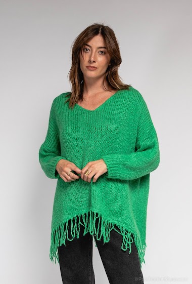 Wholesalers New Sensation - Knit sweater with fringes details