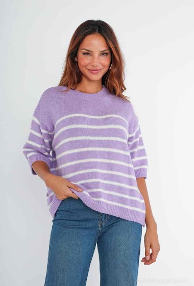 Wholesaler New Sensation - Short sleeved striped sweater