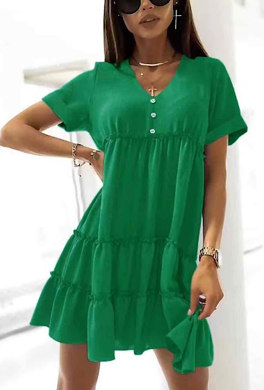 V-neck dress. with buttons