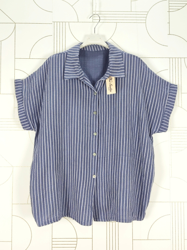 Wholesaler New Sunshine - Striped cotton gauze shirt