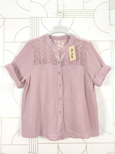 Wholesaler New Sunshine - Short-sleeved cotton gauze shirt