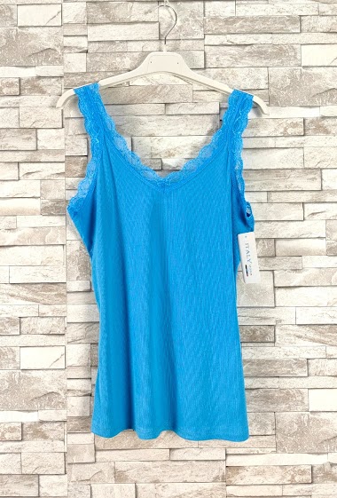 Wholesaler New Sunshine - Very stretchy lace-trimmed tank top