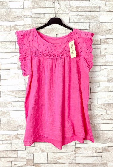 Wholesaler New Sunshine - sleeveless top with embroidered collar