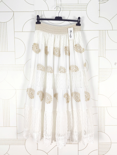 Wholesaler New Sunshine - Long embroidered lace skirt