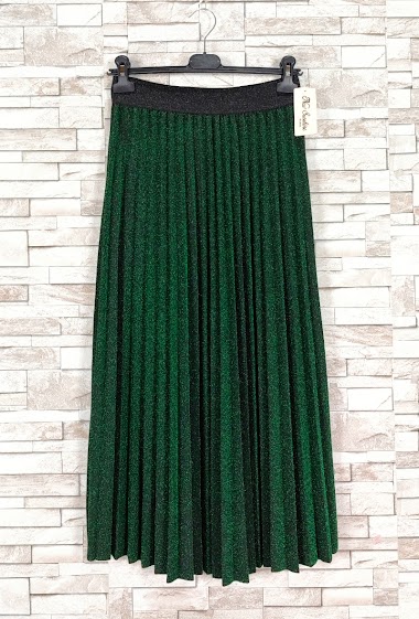 Großhändler New Sunshine - Long pleated skirt in shiny knit