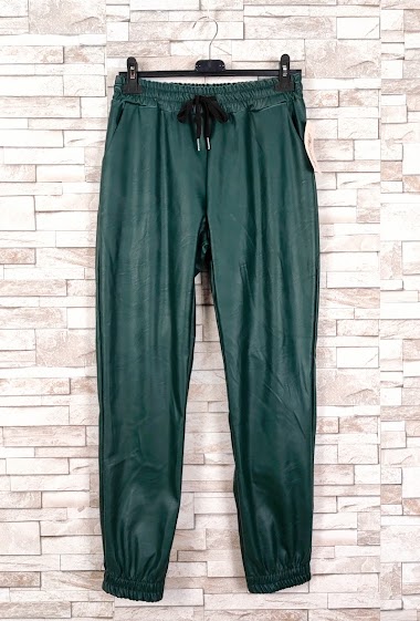 Wholesaler New Sunshine - Faux leather jogging pants with pocket